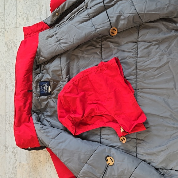 Woolrich Vintage mens Size XL Red Utility Jacket Detachable Hood - Picture 15 of 16
